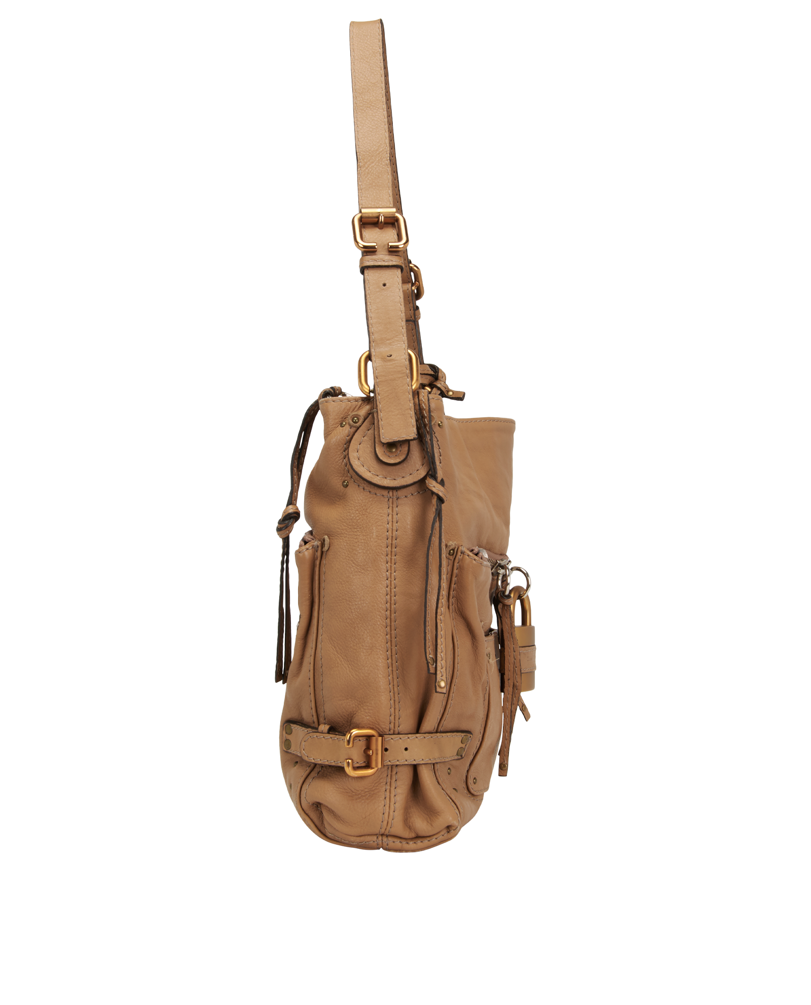 Paddington Shoulder Bag, &pound;260, Handbags, Beige, Leather, Side view